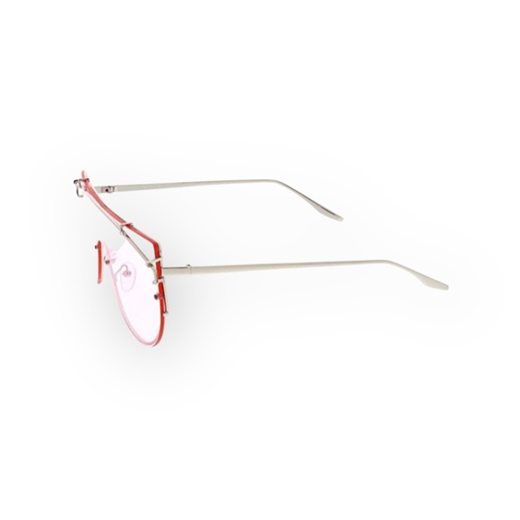 new ☻ Rimless Metal Shield Sunglasses Sunnies ☻ Colored Mono Lens ☻ Pastel Pink - Picture 7 of 14